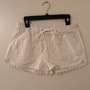 J.Crew White Pom-pom drawstring shorts